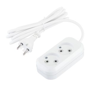 Удлинитель Makel 2 розетки 2 м ПВС 2х0,75 кв.мм 10 А 2,2 кВт белый (MGP102)