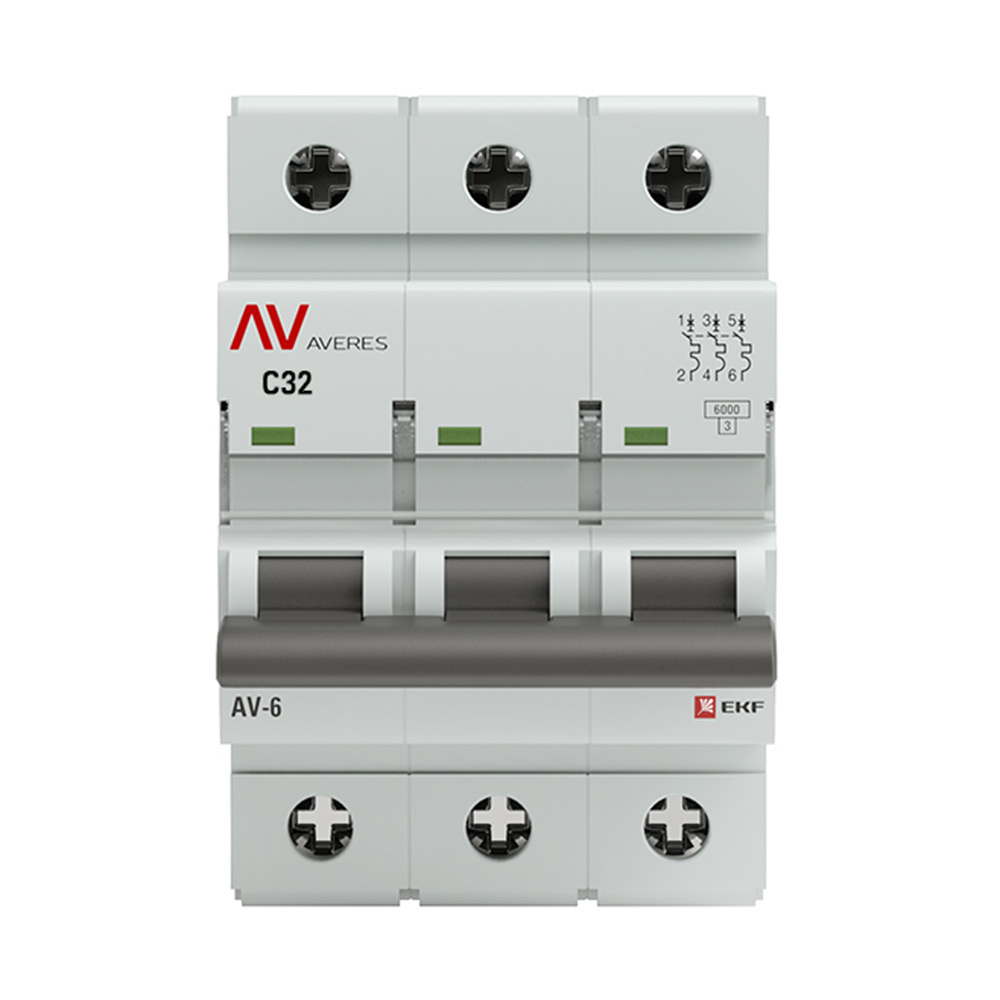 original-30464.jpg Автоматический выключатель модульный EKF Averes AV-6 3Р 32А тип C 6 кА 400 В (mcb6-3-32C-av) — изображение 1