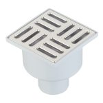 Трап душевой вертикальный АНИ пласт с гидрозатвором 100х100 мм d50 мм решетка из нержавеющей стали (TA5202)