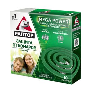 Средство для защиты от комаров без запаха спираль Раптор Mega Power (10 шт.)