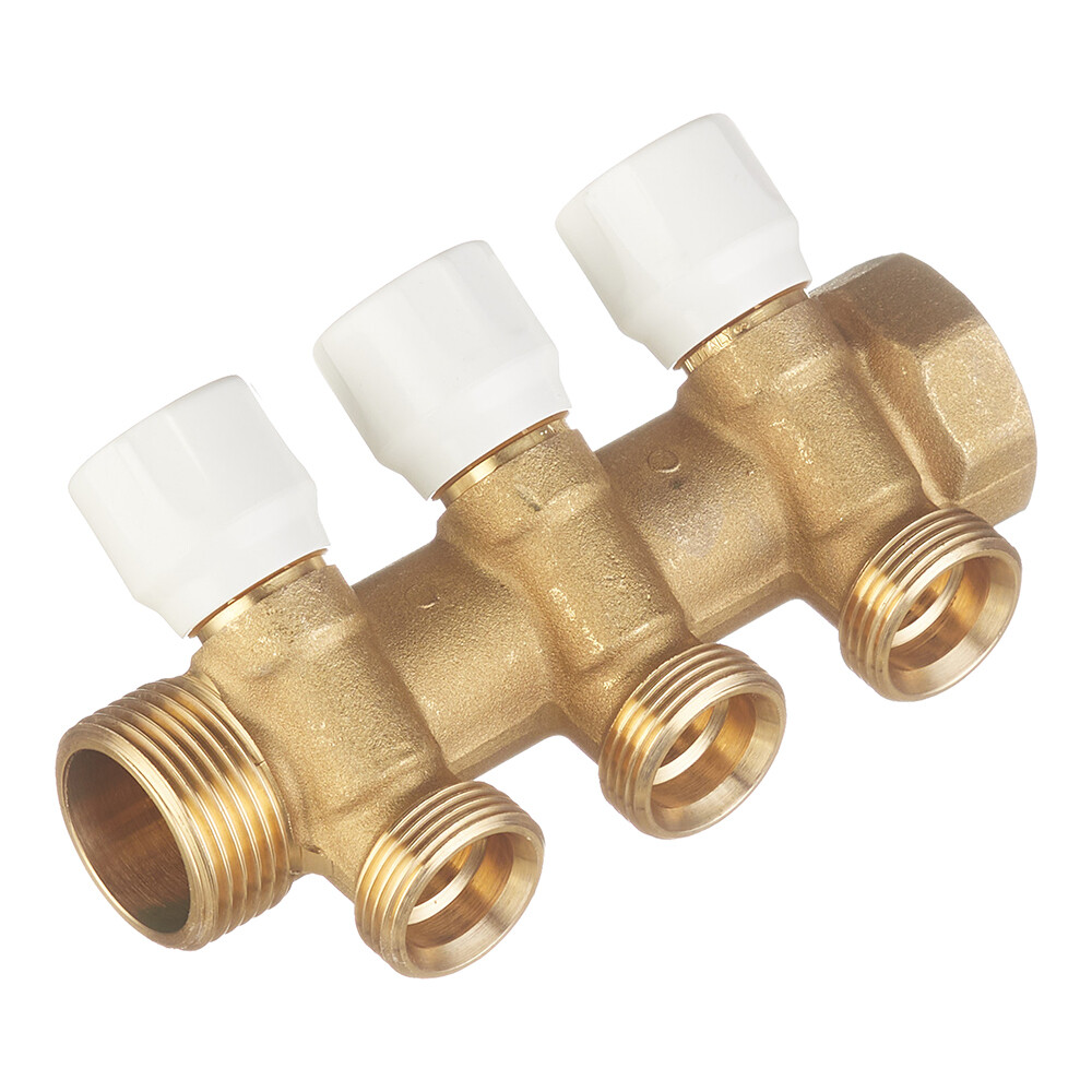 original-32401.jpg Коллектор Tece 1 ВР(г) х 3 выхода 3/4 НР(ш) ЕК х 1 НР(ш) с запорными вентилями (8730011) — изображение 1