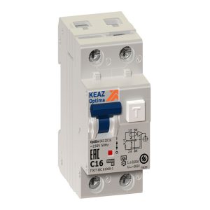 Автомат дифференциальный КЭАЗ OptiDin D63 25А 1P+N тип A 30 мА 6 кА (103509)