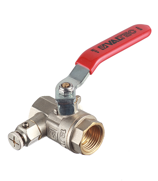 original-32646.jpg Кран шаровой латунный Valtec Base 1/2 ВР(г) х 1/2 ВР(г) ручка с дренажом и воздухоотводчиком прямой (VT.245.N.04) — изображение 1