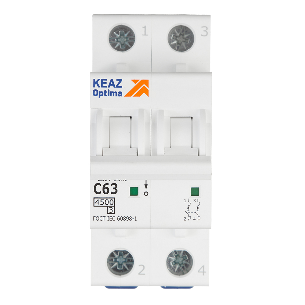 original-32729.jpg Автоматический выключатель модульный КЭАЗ OptiDin BM63 2P 63А тип C 4,5 кА 230/400 В (326809) — изображение 1