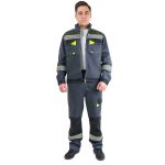 Костюм мужской рабочий Joker Корвет Коттон КБ 1 52-54 рост 170-176 см темно-серый/лимон