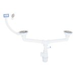 Сифон для двойной мойки Wirquin Virplast 3 1/2х40 мм с выпуском d114 мм с отводом с переливом с фильтр-пробкой (30987088)