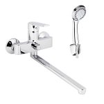 Смеситель для ванны Decoroom DR22 хром однорычажный с длинным изливом с лейкой (DR22043)