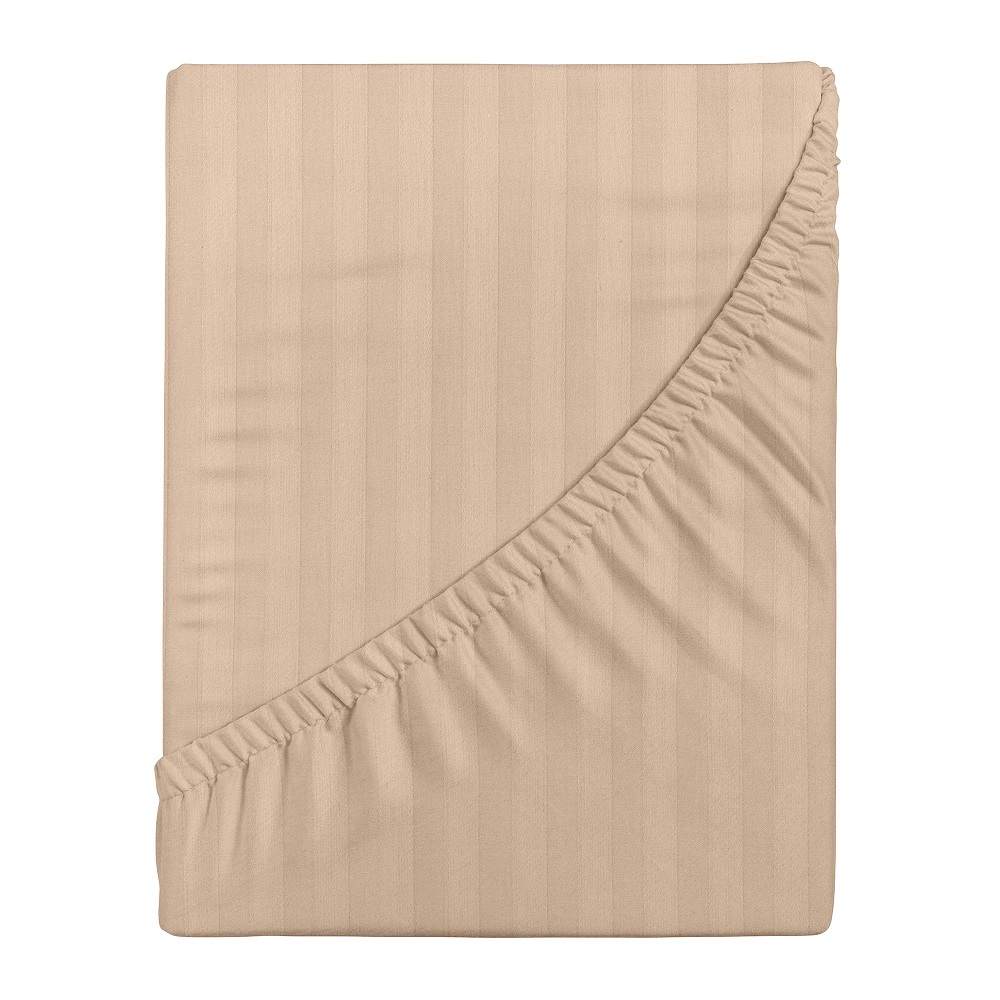 original-33974.jpg Простыня на резинке 160х200х30 см страйп-сатин бежевая Verossa Stripe — изображение 1