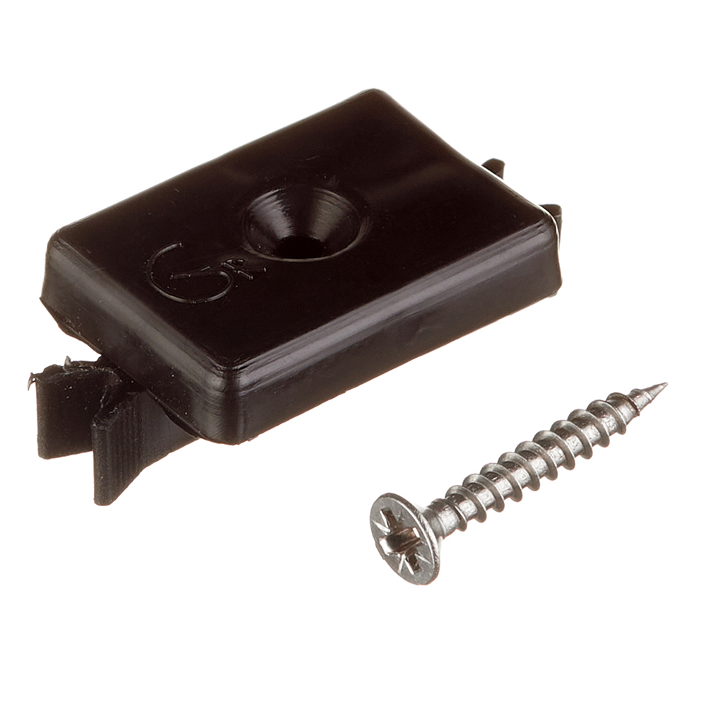 original-34317.jpg Клипса рядная монтажная Grinderdeco 23х13х42 мм для шовного монтажа доски ДПК с саморезом пластиковая черная (50 шт.) — изображение 1