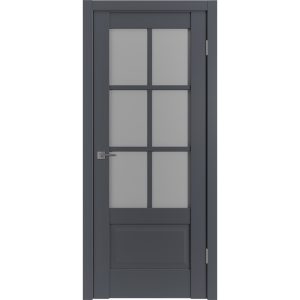 Дверь межкомнатная ER2 800х2000 мм ПВХ эмалекс оникс со стеклом с замком и петлями