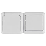 Блок выключатель и розетка Legrand Quteo одноклавишный накладной серый (782348)