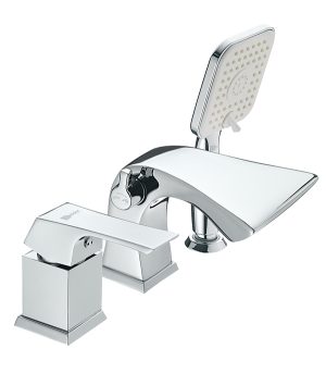 Смеситель на борт ванны Lemark Unit хром однорычажный с лейкой (LM4545C)