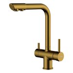 Смеситель для кухни WasserKraft золото с поворотным изливом с подключением к фильтру однорычажный (A8387)