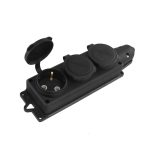 Розетка штепсельная UNIVersal тройная с заземлением IP44 черная