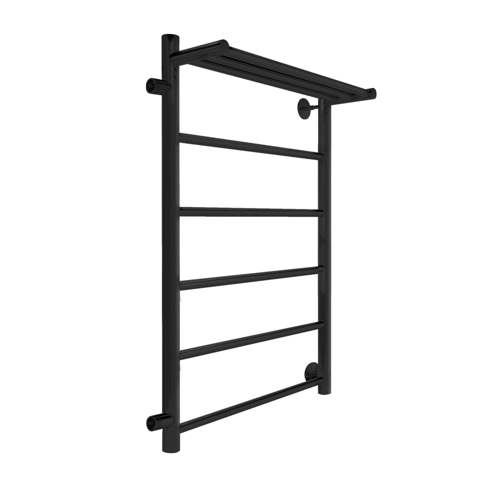 original-37545.jpg Полотенцесушитель водяной Indigo Line 700х400 мм лесенка с боковым подключением 600 мм слева с полкой черный муар — изображение 1