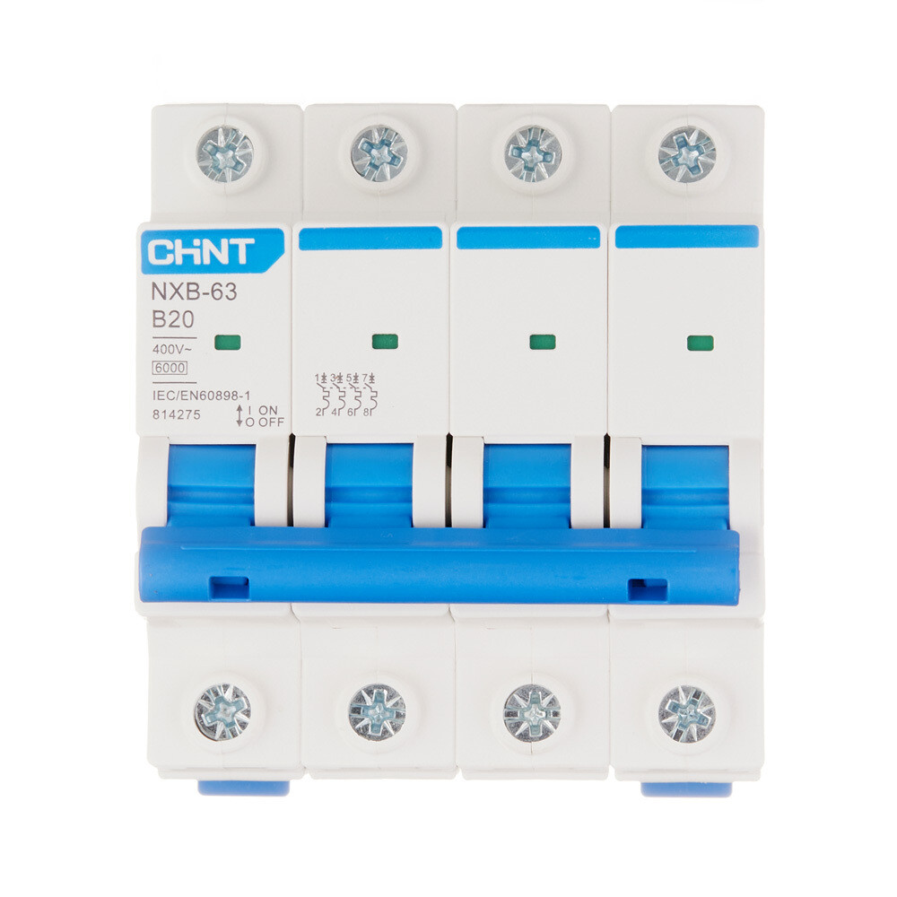 original-4081.jpg Автоматический выключатель модульный Chint NXB-63 4P 20А тип B 6 кА 400 В (814275) — изображение 1