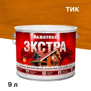 Антисептик Акватекс Экстра декоративный для дерева тик 9 л