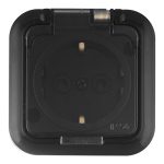 Розетка Svet накладная черная с крышкой (EV 0366-6611)