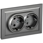 Розетка IEK Brite РСш12-3-БрС встраиваемая сталь со шторками (BR-R24-16-K46-F)