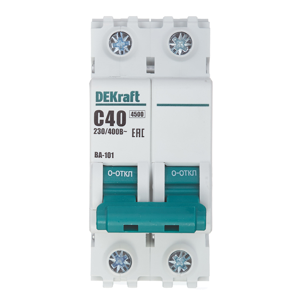 original-4547.jpg Автоматический выключатель модульный Dekraft ВА-101 2P 40А тип C 4,5 кА 220 В (11070DEK) — изображение 1