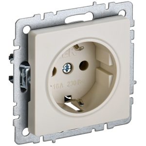 Розетка IEK Brite РС14-1-0-БрКр встраиваемая бежевая со шторками (BR-R14-16-K10)