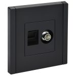 Розетка телевизионная/ компьютерная IEK Forte&Piano FP136 встраиваемая черная TV/ RJ45 (FP-AK20-1-K02)