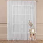 Тюль искусственный шелк белый 300х260 см Amore Mio (94633)