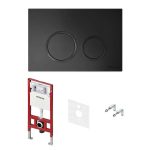 Инсталляция Tece Spring для подвесного унитаза с кнопкой черной со звукоизоляцией (S955104/S401104)