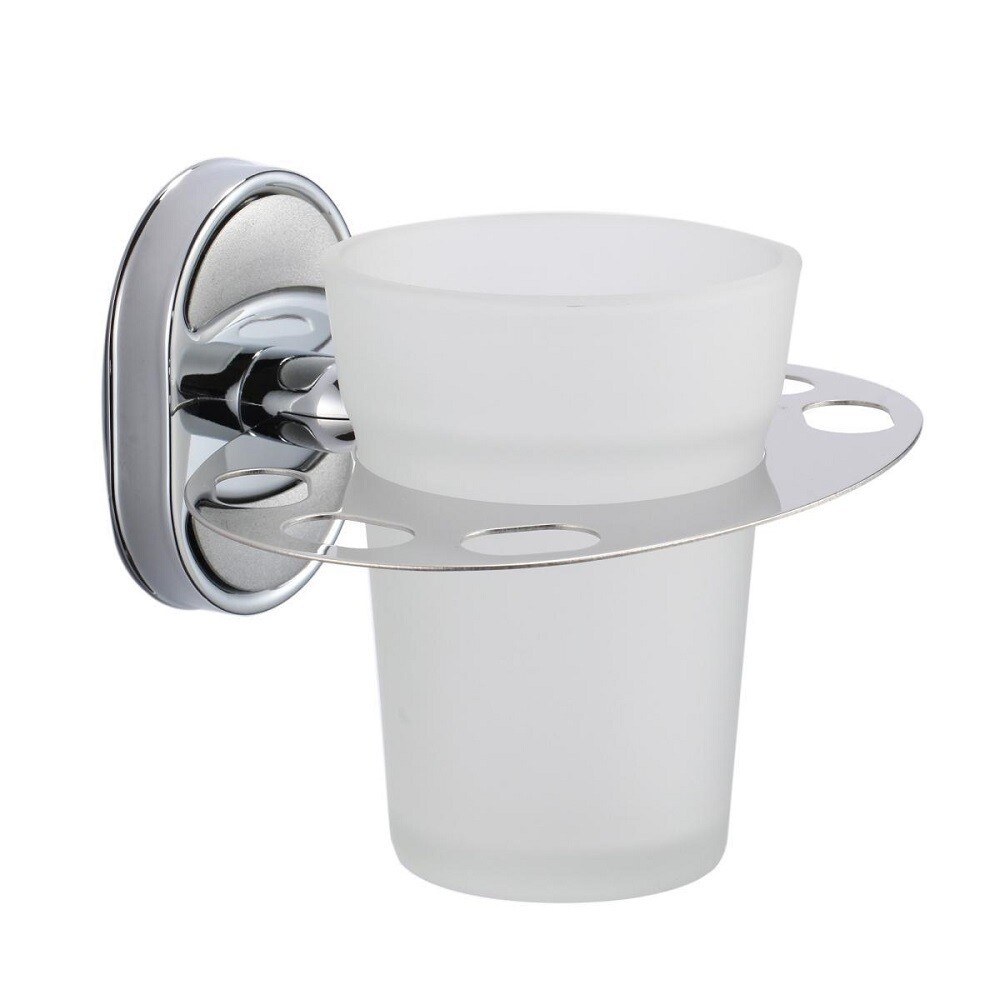 original-6662.jpg Стакан для ванной РМС с держателем стекло матовый/металл белый (A6020-1) — изображение 1