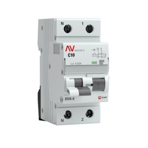 Автомат дифференциальный EKF Averes DVA-6 10А 1P+N тип A 30 мА 6 кА (rcbo6-1pn-10C-30-a-av)
