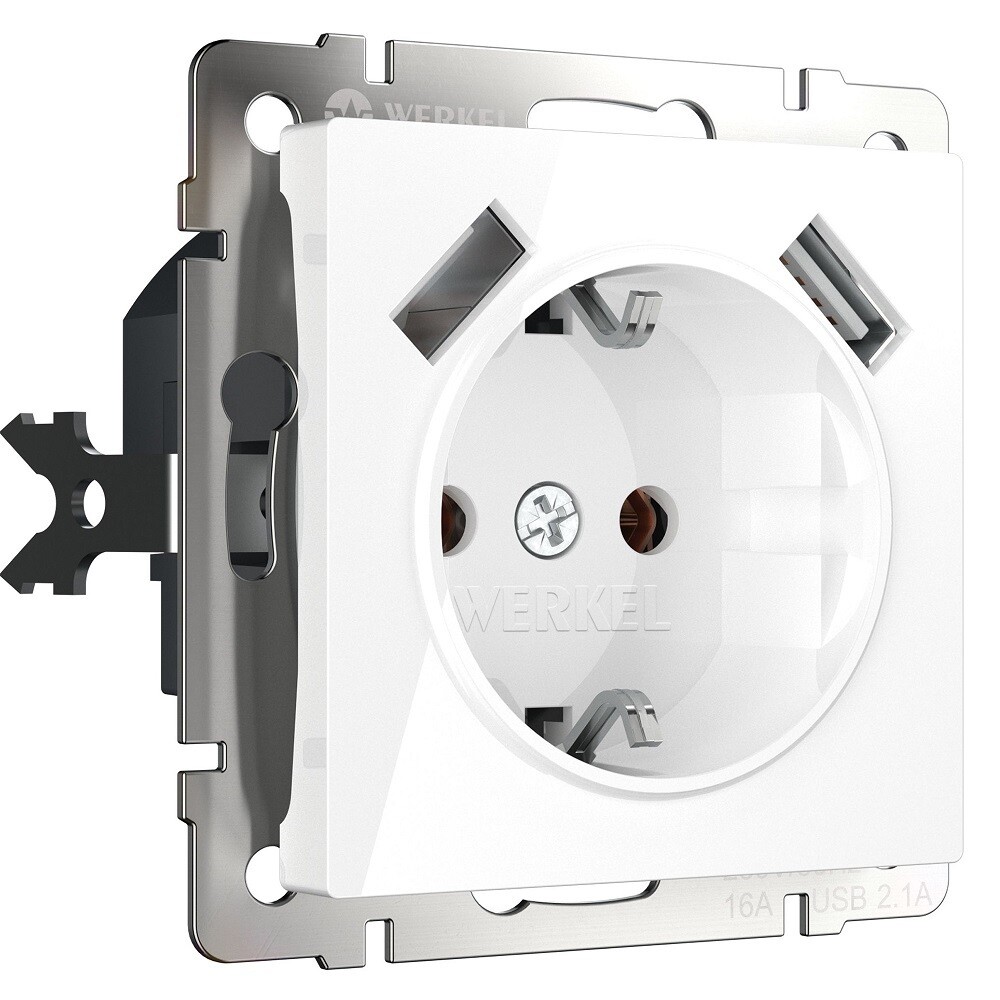original-7066.jpg Розетка Werkel встраиваемая белая с 2хUSB-А (a051141) — изображение 1