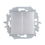 Переключатель Simon 15 двухклавишный встраиваемый алюминий (1591397-033)