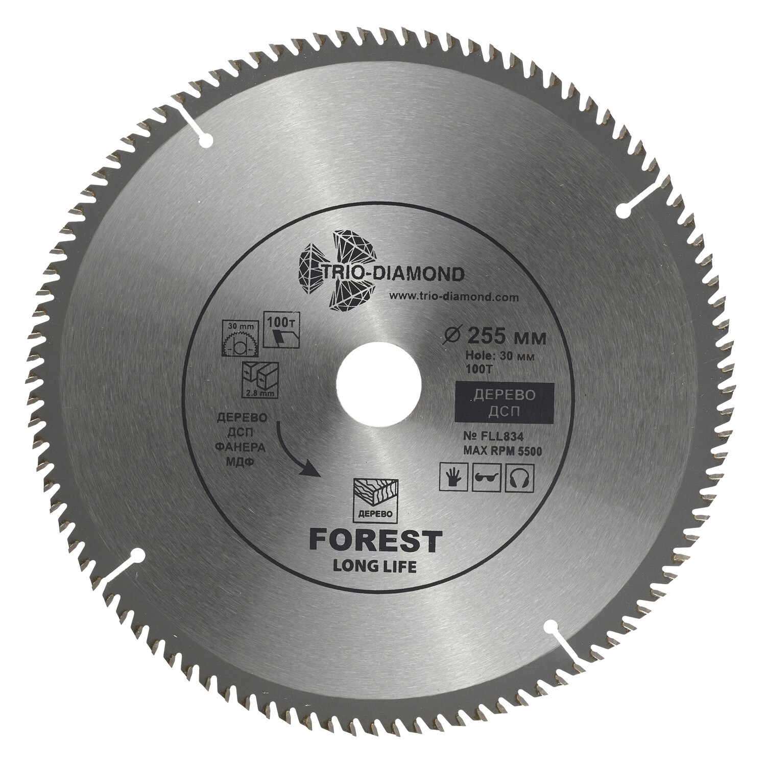 original-7225.jpg Диск пильный по дереву Trio-Diamond 255х30х2 мм 100 зубьев (FLL834) — изображение 1