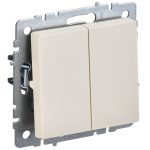 Выключатель IEK Brite ВС10-2-6-БрКр двухклавишный встраиваемый бежевый проходной (BR-V22-0-10-K10)