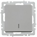 Выключатель IEK Brite ВС10-1-1-БрС одноклавишный встраиваемый сталь с подсветкой (BR-V10-1-10-K46)