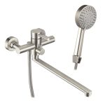 Смеситель для ванны Сorsa Deco AS нержавеющая сталь однорычажный с длинным изливом с лейкой (FBTAS3)