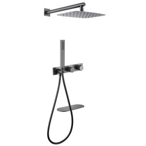 Душевая система Abber Rund встраиваемая с верхним душем с лейкой со смесителем никель (AF8750NG)