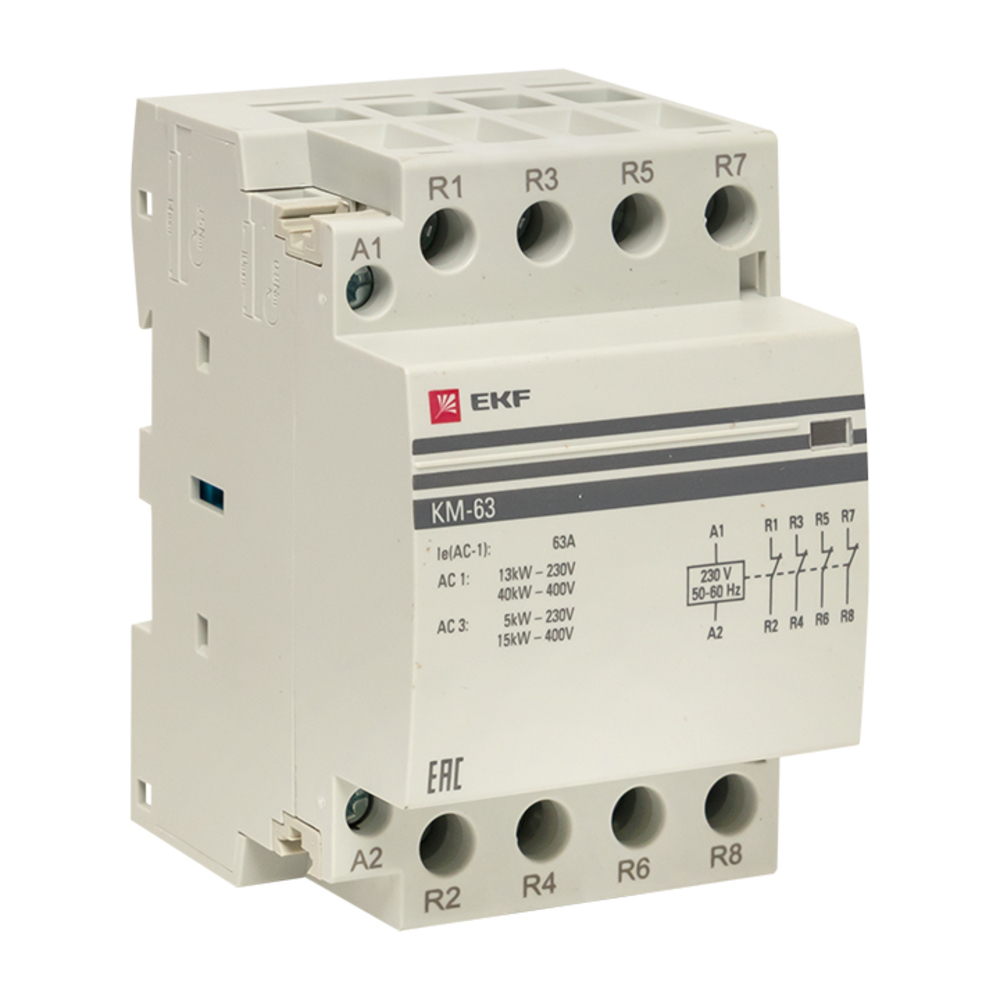 original-8986.jpg Контактор модульный EKF PROxima (km-3-63-04) 230-400 В 63 А тип AC 4Р — изображение 1