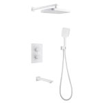 Душевая система Abber Weiss Insel встраиваемая с верхним душем с лейкой со смесителем белая (AF8050W)