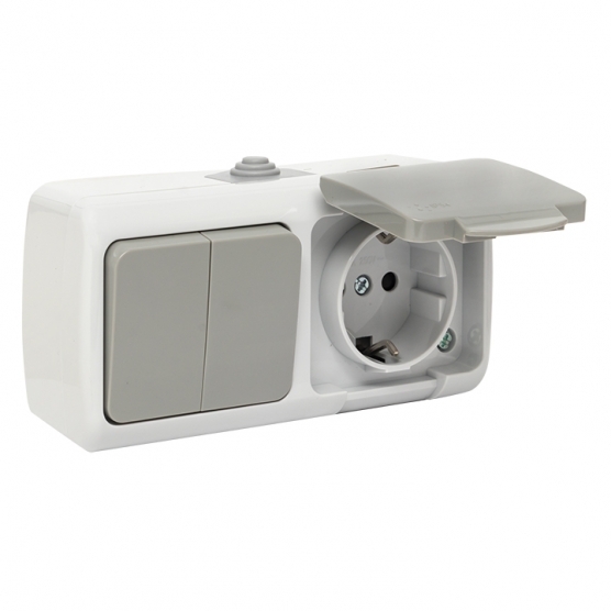 original-9184.jpg Блок выключатель и розетка EKF Мурманск двухклавишный накладной серый (EFRV16-052-30-540) — изображение 1