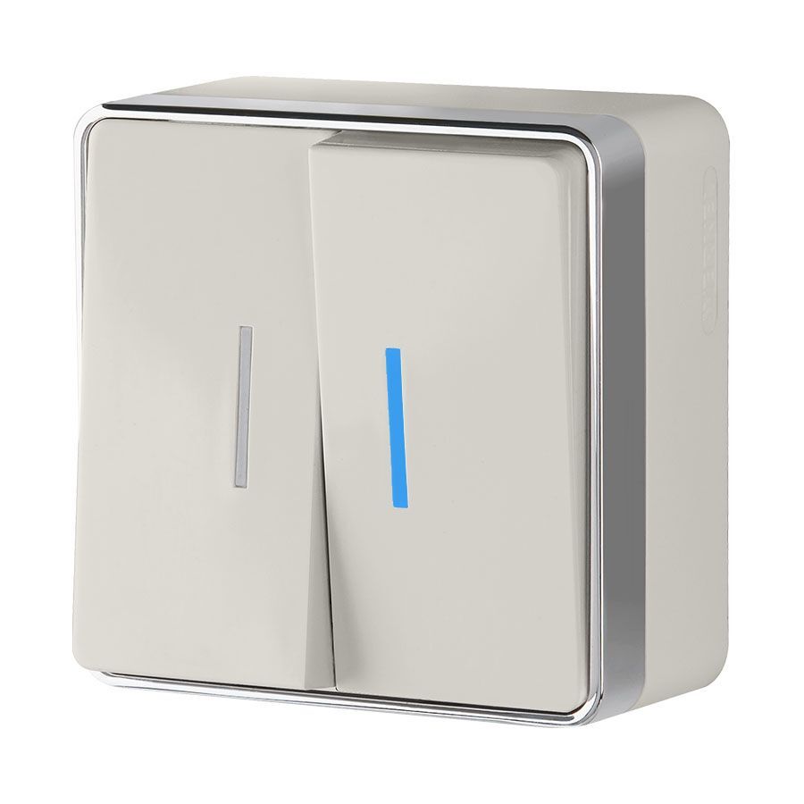 original-9381.jpg Выключатель Werkel Gallant двухклавишный накладной слоновая кость с подсветкой (a051550) — изображение 1