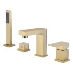 Смеситель на борт ванны Abber Daheim золото однорычажный с лейкой (AF8213G)