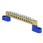 Шина нулевая на 2-х угловых изоляторах EKF PROxima 6х9 мм 12 отверстий синяя (10 шт.) (sn0-63-12-2)