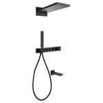 Душевая система Abber Rund встраиваемая с верхним душем с лейкой со смесителем черная матовая (AF8753B)